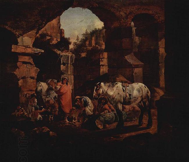 Johann Heinrich Roos Zigeunerlager in antiken Ruinen China oil painting art